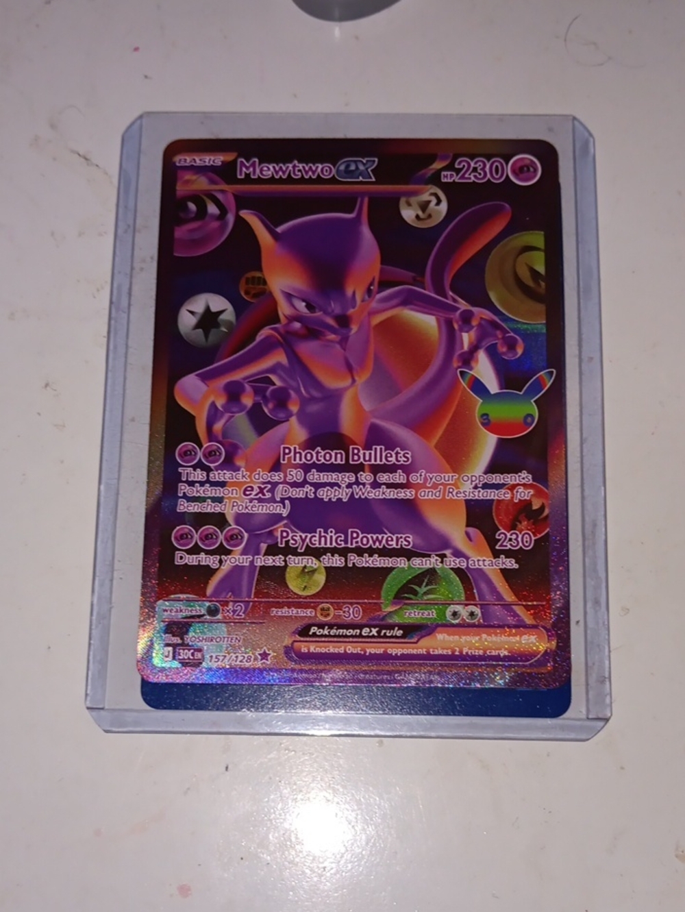 Mewtwo EX Holographic Pokémon Card - Purple/Pink Rainbow